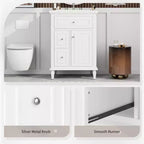 Mobile Bagno con Lavabo, Mobile Sottolavabo con 1 Cassetto a Ribalta, 2 Cassetti e Ripiano Regolabile, Mobile Lavabo Singolo Autoportante Bianco