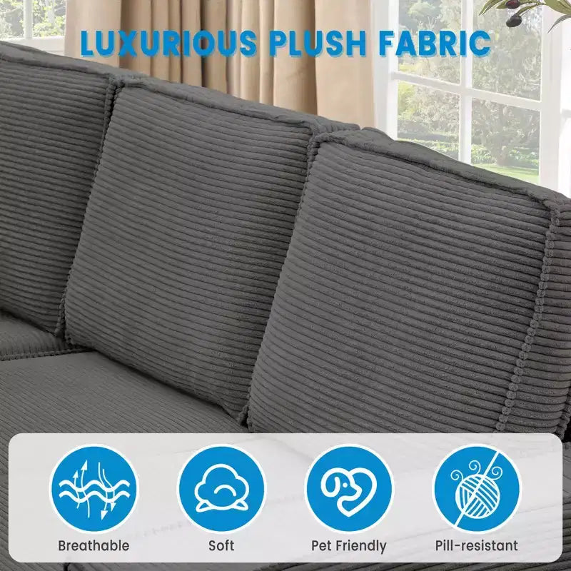 Divano sezionale modulare a 10 posti, divano letto convertibile a U con chaise longue, braccioli larghi, divano in velluto a coste Cloud per soggiorno/camera da letto