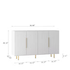 JVNOXK Madia Moderna da 144 cm con Funzione Contenitore, Credenza Grande con Pannelli Laterali Scanalati e Ripiani Regolabili, Bianco