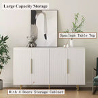 JVNOXK Madia Moderna da 144 cm con Funzione Contenitore, Credenza Grande con Pannelli Laterali Scanalati e Ripiani Regolabili, Bianco