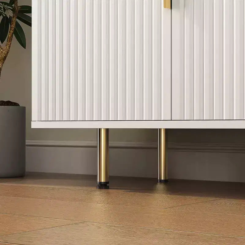 JVNOXK Madia Moderna da 144 cm con Funzione Contenitore, Credenza Grande con Pannelli Laterali Scanalati e Ripiani Regolabili, Bianco