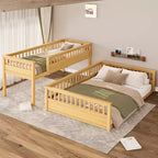 Letto a castello Twin XL/Full XL su Queen con scaletta e sponde di protezione - ModernLuxe