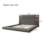 GDFStudio Bacon, letto a piattaforma rivestito in tessuto con testiera in legno allungata e comodini incorporati