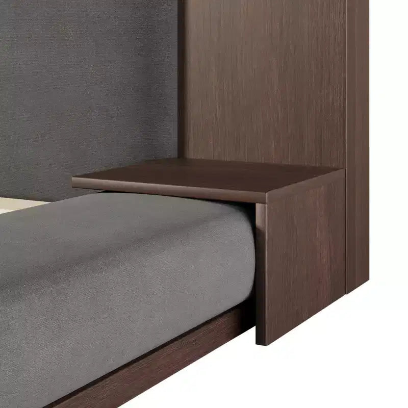 GDFStudio Bacon, letto a piattaforma rivestito in tessuto con testiera in legno allungata e comodini incorporati