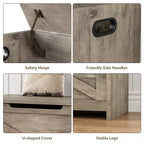 Panca contenitore in legno con cerniera di sicurezza e seduta multiuso, grande scarpiera, multifunzionale, per ingresso, soggiorno, camera da letto