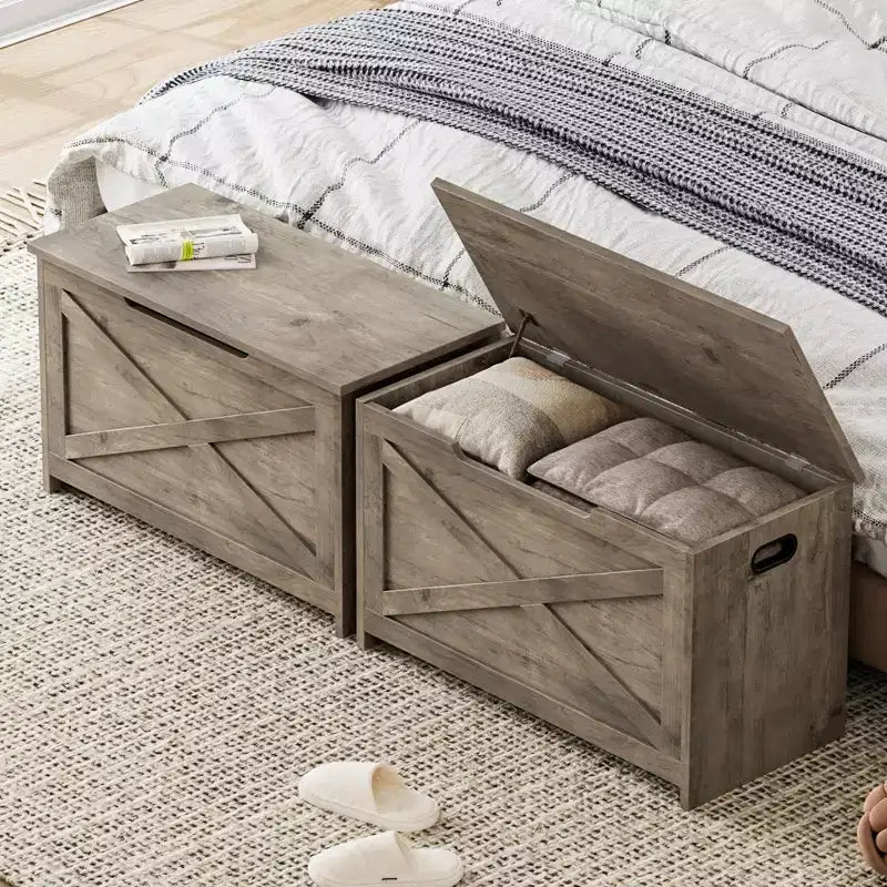 Panca contenitore in legno con cerniera di sicurezza e seduta multiuso, grande scarpiera, multifunzionale, per ingresso, soggiorno, camera da letto