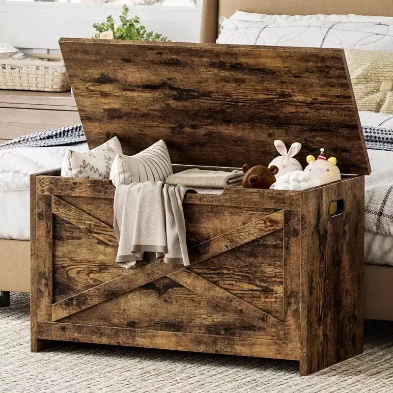 Panca contenitore in legno con cerniera di sicurezza e seduta multiuso, grande scarpiera, multifunzionale, per ingresso, soggiorno, camera da letto