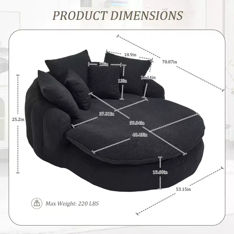 Divano Okak Bean Bag con 5 Cuscini, Grandi Divani Pouf per Adulti/Bambini, Sedia Gigante da Pavimento con Schienale Avvolgente per Salotto