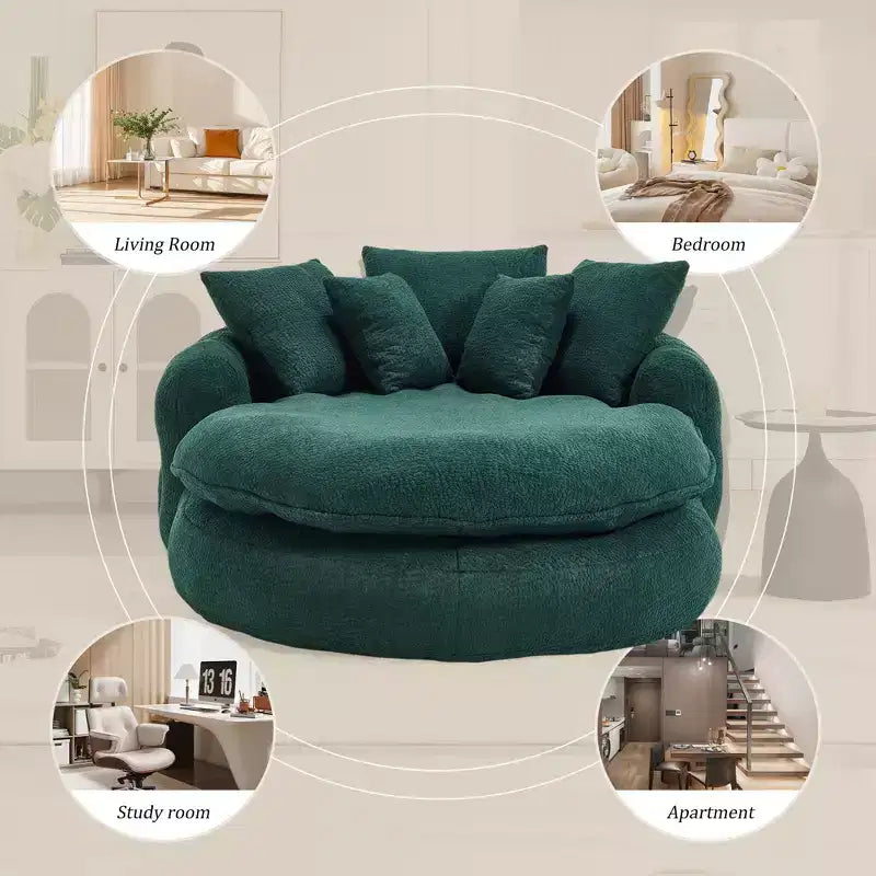 Divano Okak Bean Bag con 5 Cuscini, Grandi Divani Pouf per Adulti/Bambini, Sedia Gigante da Pavimento con Schienale Avvolgente per Salotto