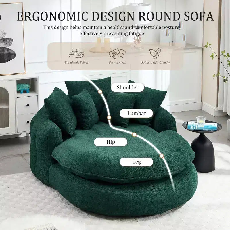 Divano Okak Bean Bag con 5 Cuscini, Grandi Divani Pouf per Adulti/Bambini, Sedia Gigante da Pavimento con Schienale Avvolgente per Salotto