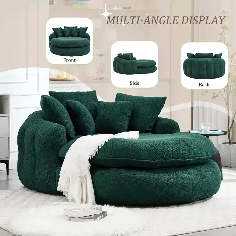 Divano Okak Bean Bag con 5 Cuscini, Grandi Divani Pouf per Adulti/Bambini, Sedia Gigante da Pavimento con Schienale Avvolgente per Salotto