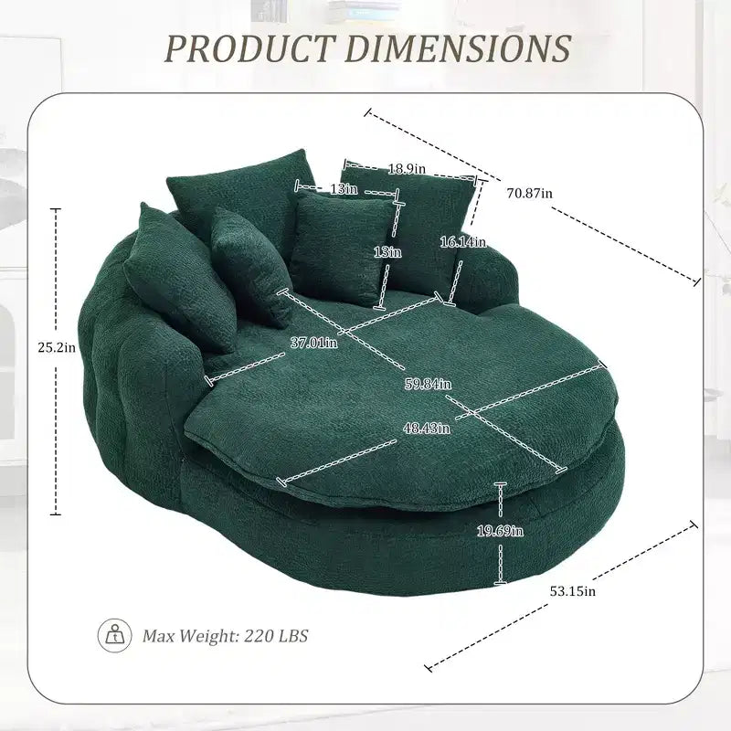Divano Okak Bean Bag con 5 Cuscini, Grandi Divani Pouf per Adulti/Bambini, Sedia Gigante da Pavimento con Schienale Avvolgente per Salotto