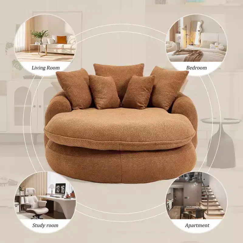 Divano Okak Bean Bag con 5 Cuscini, Grandi Divani Pouf per Adulti/Bambini, Sedia Gigante da Pavimento con Schienale Avvolgente per Salotto