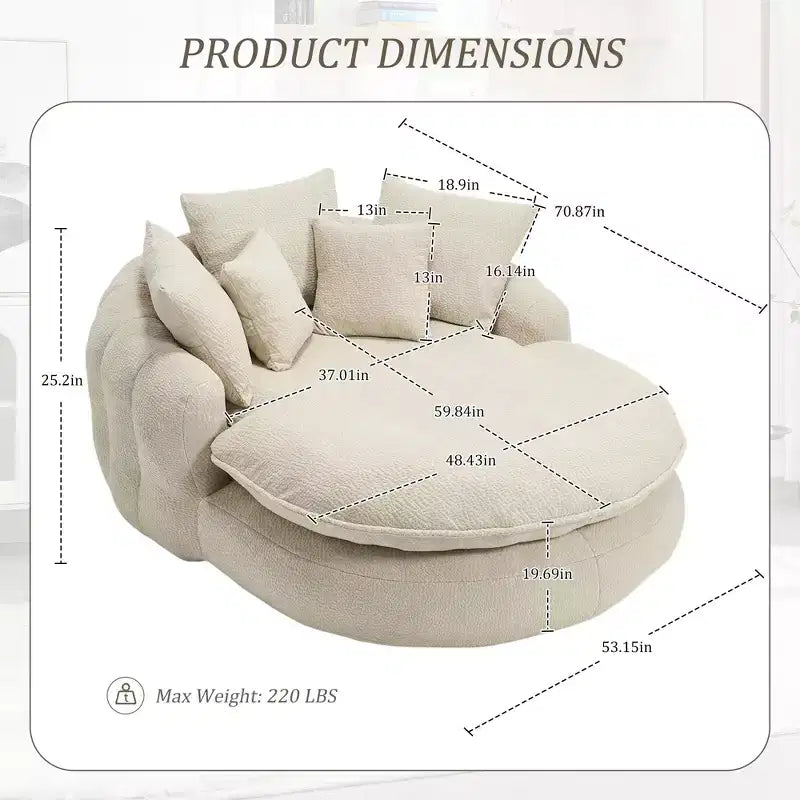 Divano Okak Bean Bag con 5 Cuscini, Grandi Divani Pouf per Adulti/Bambini, Sedia Gigante da Pavimento con Schienale Avvolgente per Salotto