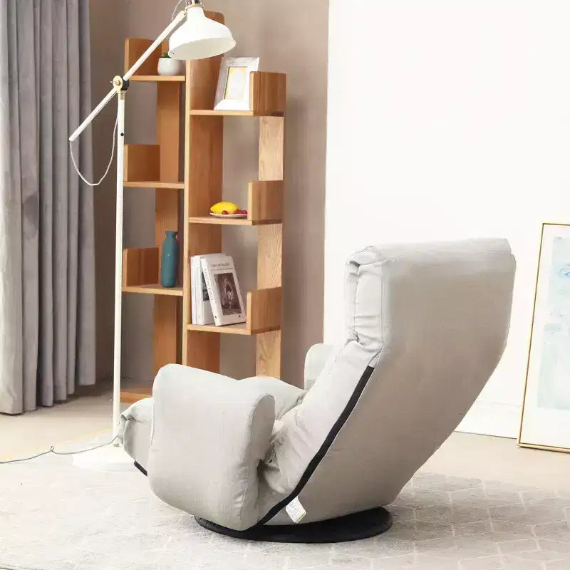 Poltrona Sacco Girevole Okak a 360 Gradi, Poltrona Pigra con Tasca Laterale, Poltrona da Pavimento con Poggiatesta Regolabile per Camera da Letto, Soggiorno, Grigio Cemento
