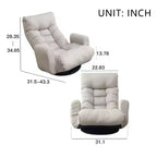 Poltrona Sacco Girevole Okak a 360 Gradi, Poltrona Pigra con Tasca Laterale, Poltrona da Pavimento con Poggiatesta Regolabile per Camera da Letto, Soggiorno, Grigio Cemento