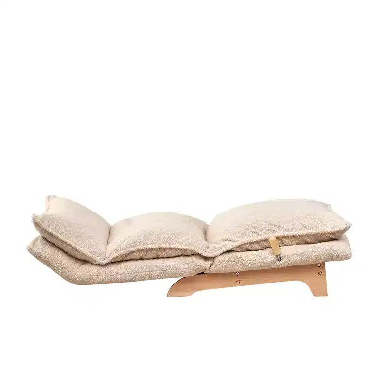 Poltrona Sacco Pieghevole Okak con Poggiapiedi, Comoda Poltrona Divano con Schienale Regolabile e Spugna ad Alta Densità, Poltrona da Pavimento per Balcone, Soggiorno, Beige