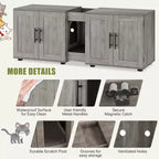 Mobile Copri Lettiera per Gatti da 55 Pollici, Box Lettiera Grande 3-IN-1 con Doppie Stanze, Gabinetto in Legno in Stile Rustico, Mobile Copri Lettiera Nascosto