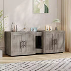 Mobile Copri Lettiera per Gatti da 55 Pollici, Box Lettiera Grande 3-IN-1 con Doppie Stanze, Gabinetto in Legno in Stile Rustico, Mobile Copri Lettiera Nascosto