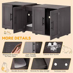 Mobile Copri Lettiera per Gatti da 55 Pollici, Box Lettiera Grande 3-IN-1 con Doppie Stanze, Gabinetto in Legno in Stile Rustico, Mobile Copri Lettiera Nascosto