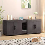 Mobile Copri Lettiera per Gatti da 55 Pollici, Box Lettiera Grande 3-IN-1 con Doppie Stanze, Gabinetto in Legno in Stile Rustico, Mobile Copri Lettiera Nascosto