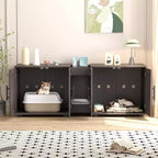 Mobile Copri Lettiera per Gatti da 55 Pollici, Box Lettiera Grande 3-IN-1 con Doppie Stanze, Gabinetto in Legno in Stile Rustico, Mobile Copri Lettiera Nascosto