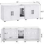 Mobile Copri Lettiera per Gatti da 55 Pollici, Box Lettiera Grande 3-IN-1 con Doppie Stanze, Gabinetto in Legno in Stile Rustico, Mobile Copri Lettiera Nascosto
