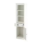 Organizer da dispensa in legno di piccole dimensioni, scaffale da esposizione indipendente da 75 pollici, libreria da fattoria per corridoio, soggiorno, ufficio, bianca