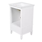 Mobile lavabo da bagno compatto da 20 pollici con contenitore, mobiletto da bagno in legno con cassetti e ante, bianco