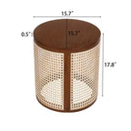 Tavolino rotondo in rattan con gambe in legno massiccio, tavolino d'appoggio da 15,7" - ModernLuxe