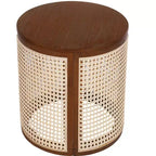 Tavolino rotondo in rattan con gambe in legno massiccio, tavolino d'appoggio da 15,7" - ModernLuxe