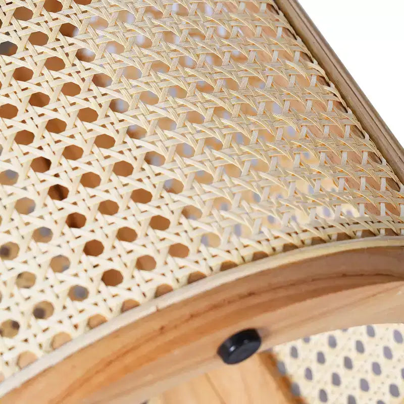 Tavolino rotondo in rattan con gambe in legno massiccio, tavolino d'appoggio da 15,7" - ModernLuxe