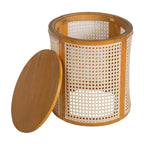 Tavolino rotondo in rattan con gambe in legno massiccio, tavolino d'appoggio da 15,7" - ModernLuxe