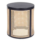 Tavolino rotondo in rattan con gambe in legno massiccio, tavolino d'appoggio da 15,7" - ModernLuxe