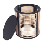 Tavolino rotondo in rattan con gambe in legno massiccio, tavolino d'appoggio da 15,7" - ModernLuxe