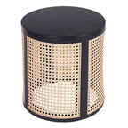 Tavolino rotondo in rattan con gambe in legno massiccio, tavolino d'appoggio da 15,7" - ModernLuxe