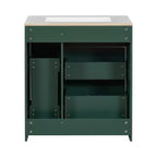 Mobiletto da bagno da 76 cm con lavello incorporato e cassetti salvaspazio, di colore verde