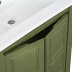 Mobile bagno piccolo 60 cm con ante a chiusura ammortizzata, Mobiletti bagno autoportanti con ripiano regolabile, Verde Oliva