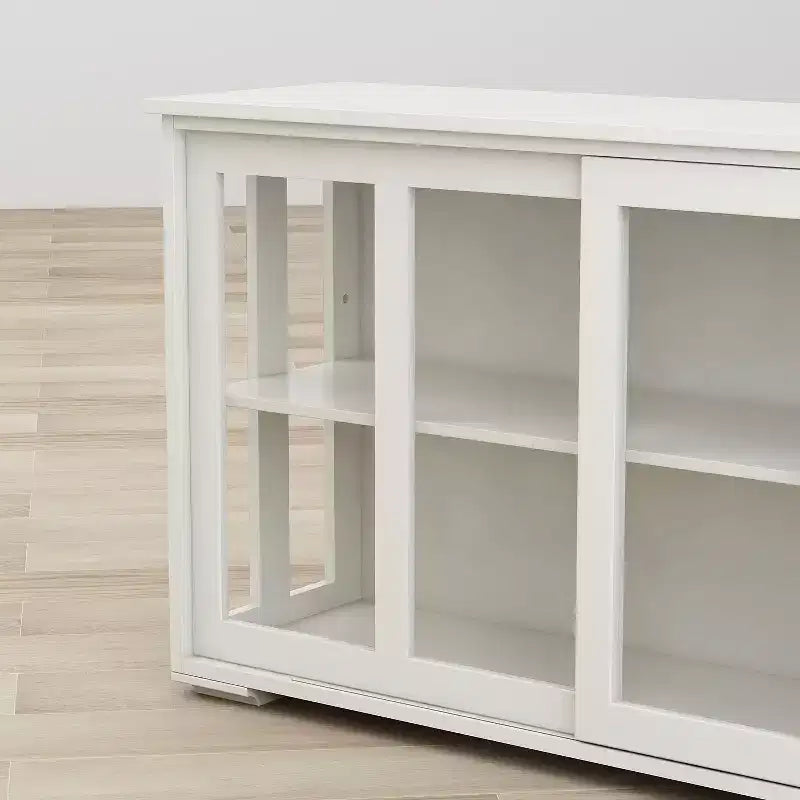 TUYOHW Mobile Dispensa da Cucina, Credenza con Ante Scorrevoli in Vetro, Ripiano Regolabile a 2 Livelli, Credenza per Cucina, Sala da Pranzo, Soggiorno