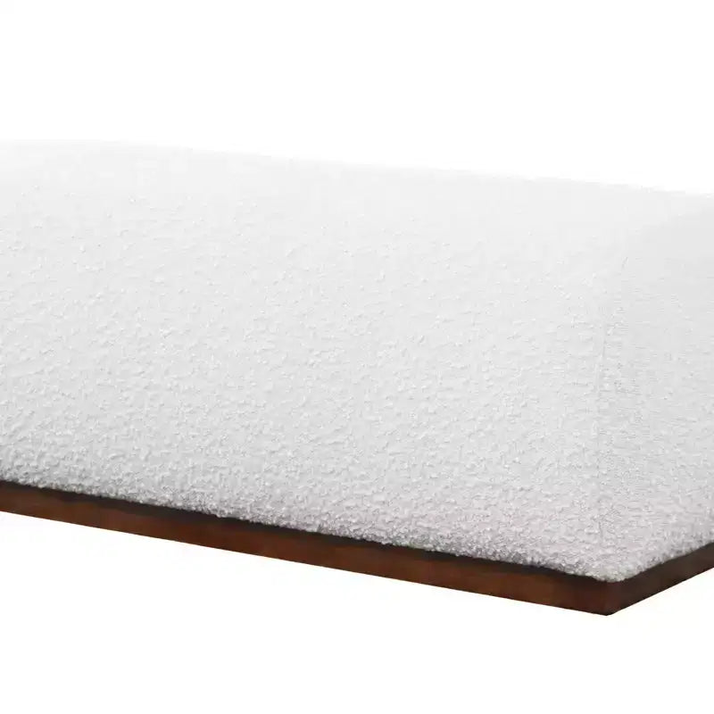 Panca ottomana bouclé soffice TUYOHW 47.2 dal design estetico, panca ottomana accentata moderna di metà secolo per soggiorno, panca ottomana da fondo letto, avorio
