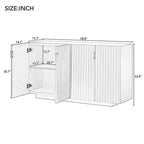 Mobile Credenza da 152 cm con 4 Ante Ondulate e Ripiani Regolabili. Tavolo Consolle per Ingresso. Soggiorno. Sala da Pranzo. Cucina