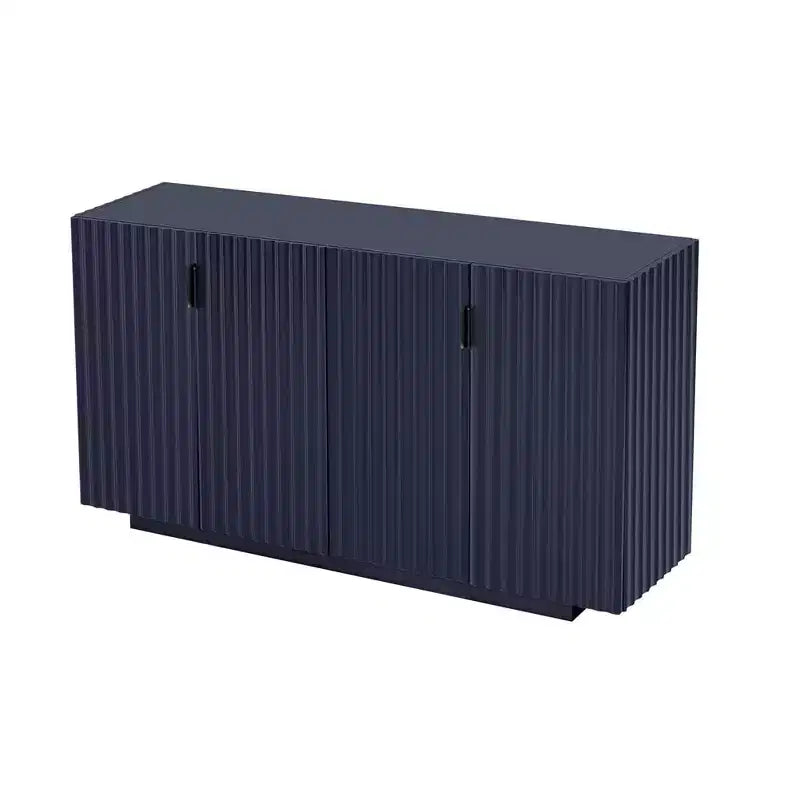Mobile Credenza da 152 cm con 4 Ante Ondulate e Ripiani Regolabili. Tavolo Consolle per Ingresso. Soggiorno. Sala da Pranzo. Cucina