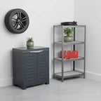 HomeRoots 26 Armadio multiuso in plastica resistente grigio scuro a due ante