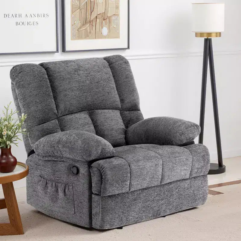 MAYEERTY Divano reclinabile a dondolo oversize in tessuto chenille Limestone per adulti, perfetto per il soggiorno