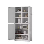 VIYET 64H Armadio Dispensa in Acciaio Bianco Resistente, Ripiani Regolabili da 25 kg/Ripiano + Anta Magnetica, per Cucina/Bagno/Soggiorno