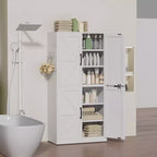 VIYET 64H Armadio Dispensa in Acciaio Bianco Resistente, Ripiani Regolabili da 25 kg/Ripiano + Anta Magnetica, per Cucina/Bagno/Soggiorno