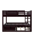 Struttura letto a castello con scaletta, spondine, pannello forato e libreria, nessun boxspring necessario (Twin XL/Full XL/Queen su Queen) - ModernLuxe