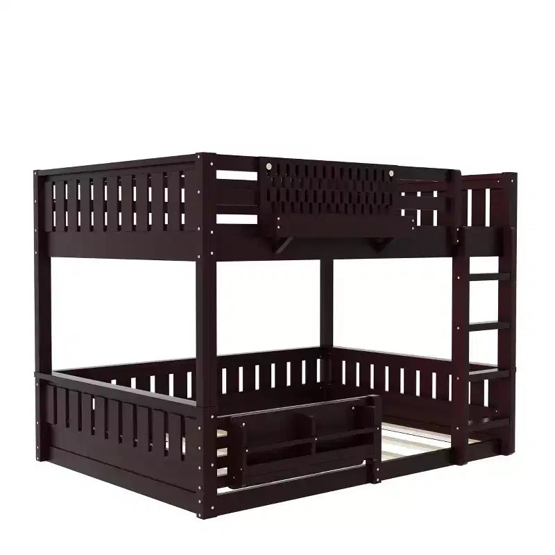 Struttura letto a castello con scaletta, spondine, pannello forato e libreria, nessun boxspring necessario (Twin XL/Full XL/Queen su Queen) - ModernLuxe