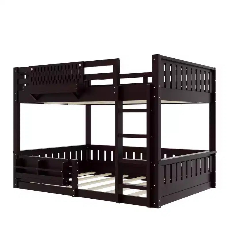 Struttura letto a castello con scaletta, spondine, pannello forato e libreria, nessun boxspring necessario (Twin XL/Full XL/Queen su Queen) - ModernLuxe