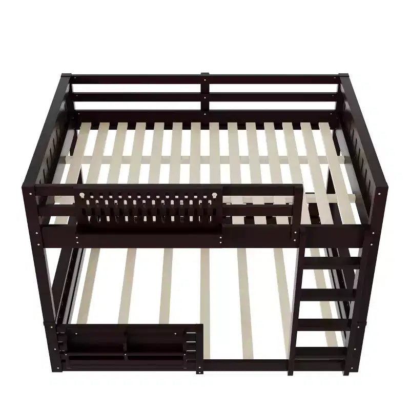 Struttura letto a castello con scaletta, spondine, pannello forato e libreria, nessun boxspring necessario (Twin XL/Full XL/Queen su Queen) - ModernLuxe